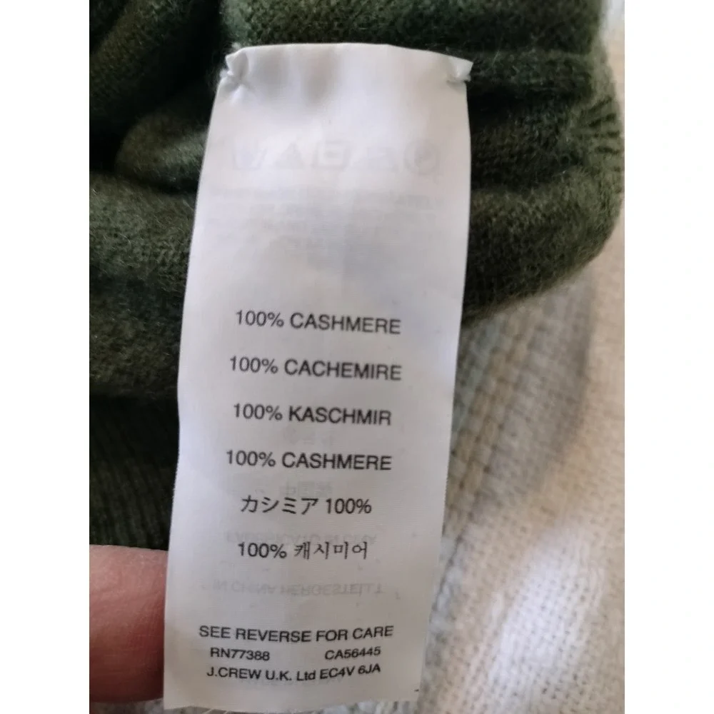J. Crew Collection Italian Cashmere V-Neck Sweater XL Green Kangaroo Pocket Pouc
